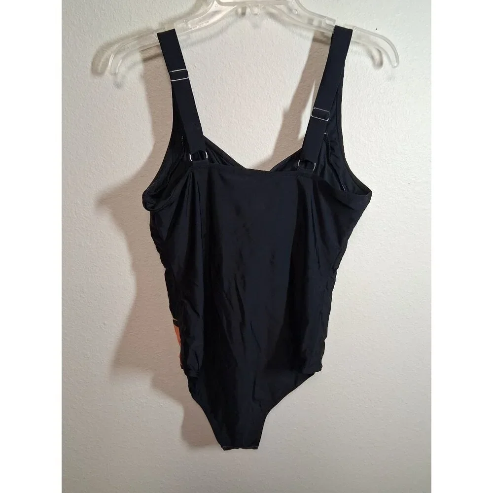 NWOT Retro Y2K 1 Piece Swimsuit Summer Beach Pool Vacation Black Size XL